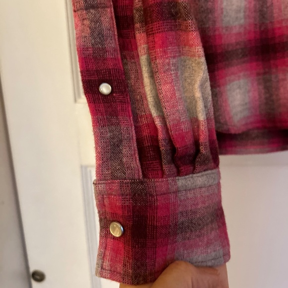 Isabel Marant Etoile Reosi Pink Flannel Plaid Puff Sleeves Western Style Shirt S - Picture 4 of 9